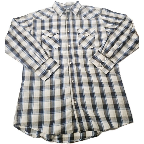 High Noon Other - High Noon Men's VTG Pearl Snap Western Shirt Blue Plaid Size Large